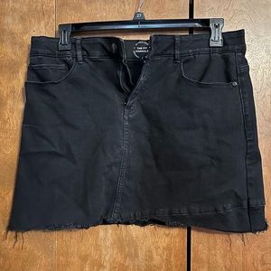 Distressed BLack Denim Mini Skirt - Black Size 12